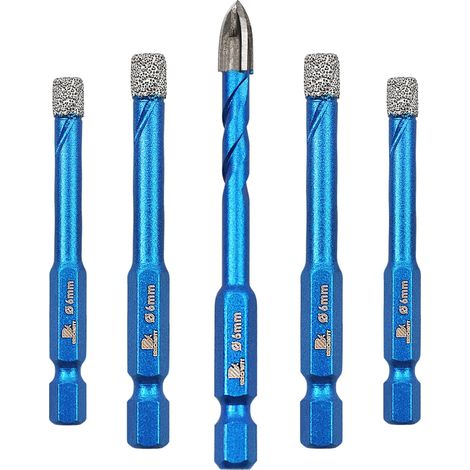 Forets Mèches Diamant Carrelage 6mm - Foret Céramique pour Porcelaine,Céramique, Granit,Carrelage(5 Pièces) (1/5)