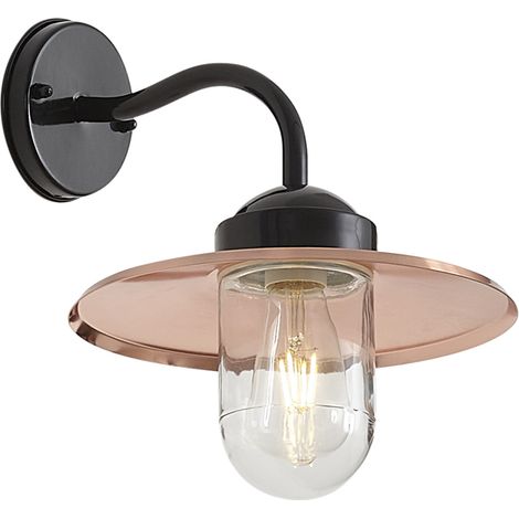 QAZQA Aplique moderno de exterior negro con cobre IP44 - Kansas