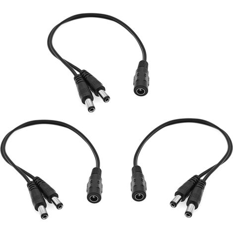 30CM câbles répartiteurs 12V CC 5,5 x 2,1mm, 1 Femelle vers 2 mâles, Cordon Adaptateur d'alimentation CC 2 Voies, câble répartiteur pour caméras vidéosurveillance, Bande Lumineuse LED, routeur (1/5)