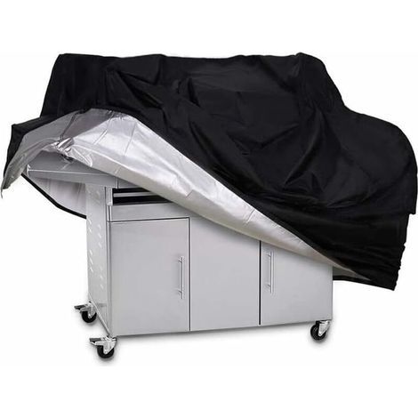 Barbecue Cover, Waterproof UV-Resistant Barbecue Cover, 210D Oxford Fabric BBQ Protective Tarp, Grill Cover - 170 x 61 x 117 cm, Black (1/5)
