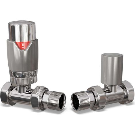 Talus Flair - Silver Thermostatic Radiator Valve & Lockshield Straight 10mm