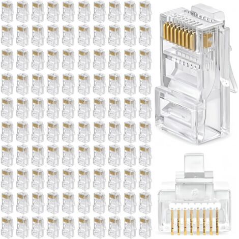 BUNTHAUS Lot de 100 connecteurs RJ45, adaptés aux câbles réseau non blindés de catégorie 5 (1/5)