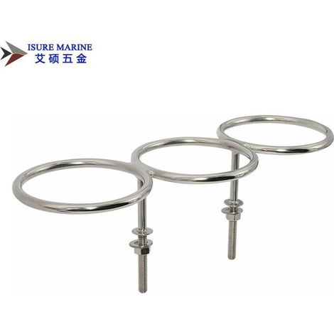 Porte-gobelet en acier inoxydable pour 1/2/3 tasses, adapté aux voitures, bateaux et yachts - 3 tasses - Acier inoxydable (1/4)