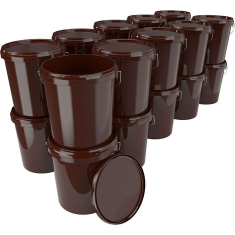 20x Set de seaux pour l'industrie alimentaire et chimique, capacité 15,9 litres, marron