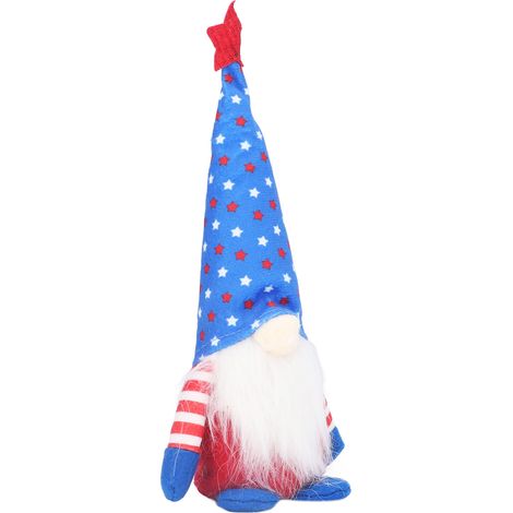 Patriotisches Gartenzwerg-Set (stehend), gesichtslose Figur, Dekoration für den Nationalfeiertag, sternenklarer blauer Hintergrund (1/5)