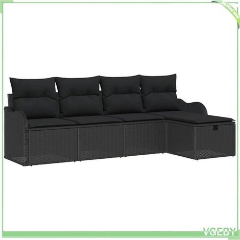 Ensemble de canapé de jardin - FAFEICY - 3360294 - Modulable - Poly rotin noir - Cadre acier anti-UV (1/5)
