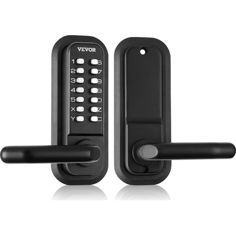 Serrure de Porte Mécanique sans Clé Verrou à Code en Alliage de Zinc Clavier à 14 Touches Poignée de Porte d’Entrée Extérieure Gauche et Droite pour les Portes d'Une Épaisseur de 35 à 65 mm (1/5)