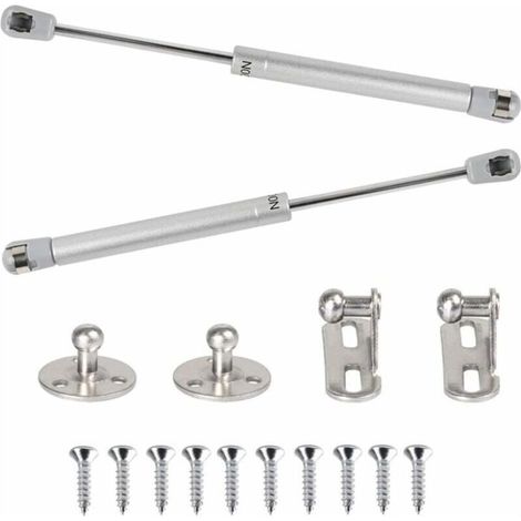 Lot de 2 vérins à gaz hydrauliques 100 N, bras pneumatique pour soulever des amortisseurs à gaz, charnières de porte d'armoire à 90 degrés avec vis pour faciliter l'ouverture des armoires de meubles d