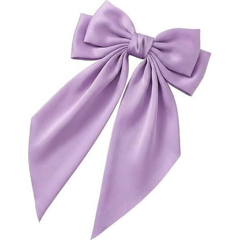 Women's Large Purple Satin Bow Tie Hair Clip French Hair Accessory Weddings Daily Evening Thick Thin Hair Ponytail (1/5)