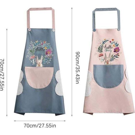 Tablier 2 pièces, tablier de cuisine pour femme, tablier de cuisine imperméable avec poches, tablier résistant à l'huile, tablier de barbecue-Fei Yu (1/3)
