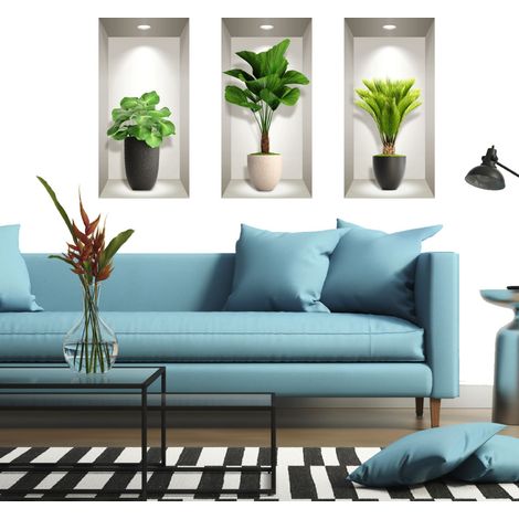 Stickers à effet 3D plantes tropicales 60 x 90 cm (1/4)