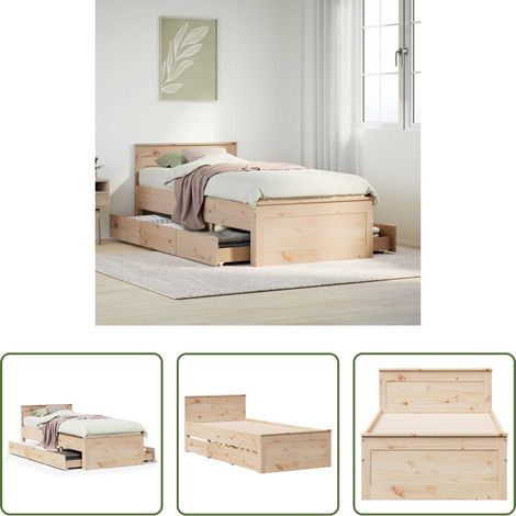 Cadre de lit -  Cadre de lit sans matelas avec tête de lit 75x190 cm pin massif (1/5)