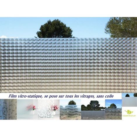 Film vitre et fenêtre sans Colle, électrostatique, repositionnable, Grands Choix de Tailles et de modèles, protection vis à vis - 50 cm - 45 cm - Cube. (1/4)
