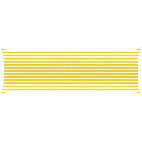 Voile d'ombrage à rayures jaunes et blanches, 6 x 2 mètres, 100% polyester Oxford. (1/5)