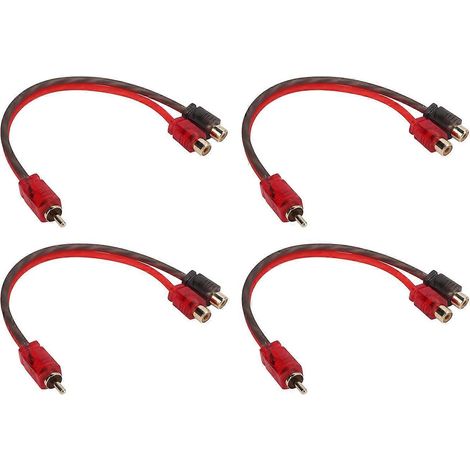 Câble RCA Y 1 mâle vers 2 femelles, 4 packs, adaptateur stéréo audio voiture, répartiteur pour haut-parleur auto, connexion système sonore. (1/4)