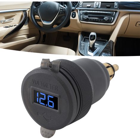 Modifiziertes Autoladegerät mit zwei QC3.0-Anschlüssen, ausgestattet mit einem Druckknopf zum Öffnen und einem Spannungsschalter, geeignet für BMW 1er, 2er und 3er (blau) mit europäischen Standardschn (1/5)