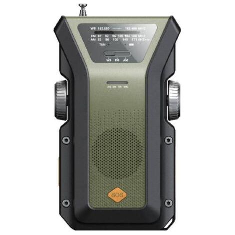 Radio d'urgence, radio météo portable AM/FM/WB (NOAA), 4 000 mAh, Type-C/solaire/manivelle, 3 modes de charge, alarme SOS (1/5)