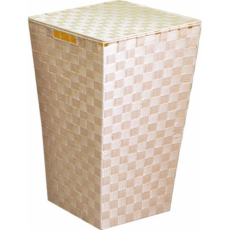 Cesto Portabiancheria in poliestere crema quadro cm 33x33xh53 (1/4)