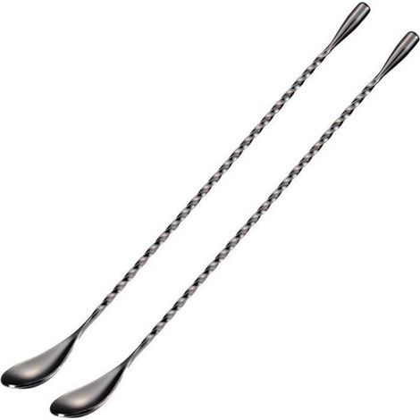 Lot de deux agitateurs à cocktail en acier inoxydable noir, longueur du manche 30,5 cm (1/5)