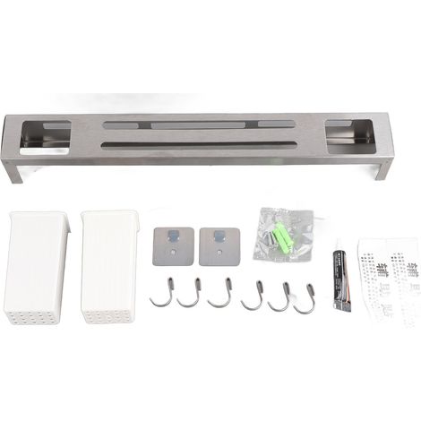 Porte-couteaux mural 40cm inox brossé, accroche ustensiles de cuisine multifonction sans perçage, support à couteaux pour cuisine, maison. (1/5)