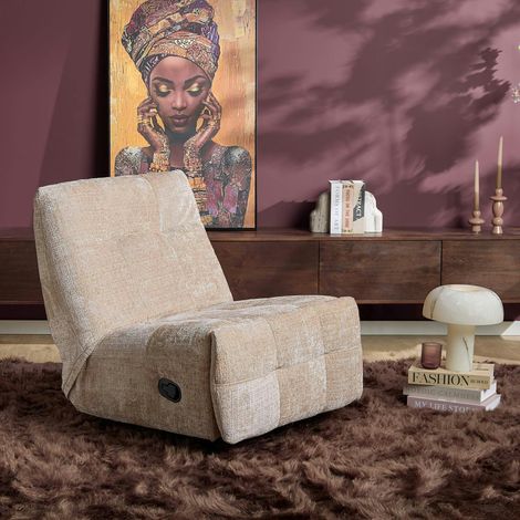 Fauteuil relax inclinable beige tissu chenille BELORA (1/5)