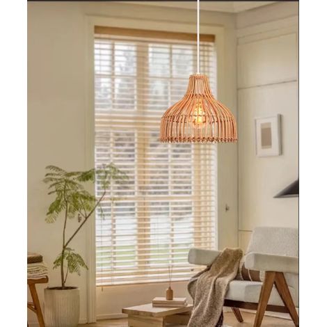 Rétro Lustre Suspension Lustre Vintage en Bambou Abat-jour Design Gourde Style Pastoral pour Salon Chambre (1/5)