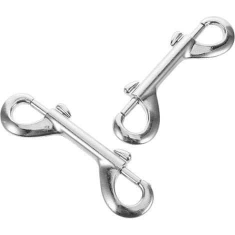 Crochet à Déclenchement Double 2 Pièces en Alliage de Zinc Argenté Colliers pour Chien, Usage en Sports de Plongée, Fixation Sûre et Fiable, Format Compact Facile à Transporter (1/5)
