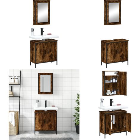 2-tlg. Badmöbel-Set Räuchereiche Holzwerkstoff - Badezimmermöbel - Badmöbel-Set - Holzwerkstoff - Spiegelschrank - Waschtisch - Home & Living (1/5)