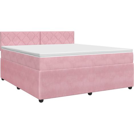 Maison Exclusive - Letto box spring con materasso Rosa 180 x 200 cm Velluto (1/5)