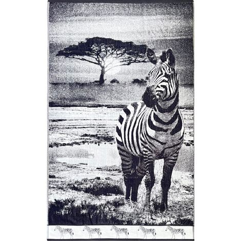 Telo Mare Jacquard Spugna Asciugamano Spiaggia Disegno Zebra Sunset KR, misuraTelo MarecoloreBlack-White