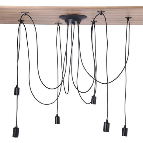 Plafoniera a ragno a 6 bracci – attacco E27 – cavo da 2 m – lampada a sospensione industriale fai-da-te – AC85-265V