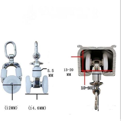 Rouleaux de Rail Planeur de Voie de Rideau Plastique Twin à roulettes en Alliage d'aluminium 20 Pièces - Roue carrée directionnelle en alliage (1/5)