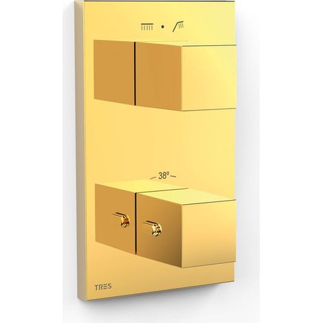 TRES 00625001OR THERM-BOX Pieza Vista para Caja Empotrada de 2 Vías Color Oro 24K - ref: 00625001OR