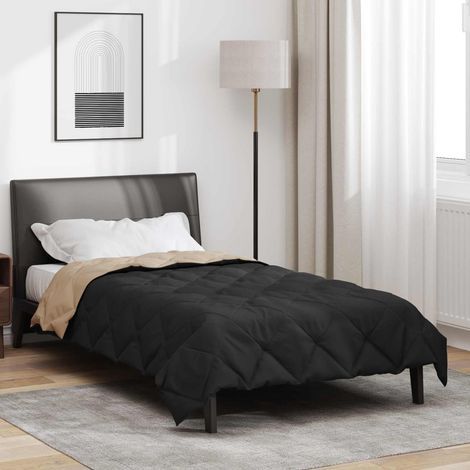 Ganzjahresbettdecke Schwarz und Taupe 155 x 220 cm Mikrofaser