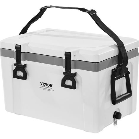 VEVOR Glaciere Rigide Isotherme, Refrigerateur Portable de 26 QT 24,6 L, Sac Isotherme avec Retention de Glace, avec Poignees et Sangles Robustes, Leger, pour Pique-niques, Camping, Voyages, Blanc (1/5)