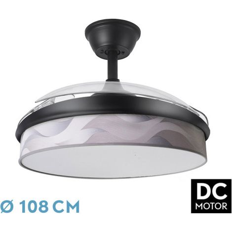 Ventilador Dc Moda 72w Negro/ola Gris 108d 3aspas 7200lm 3000k,4000k,6000k Remoto+memoria+temporizador (1/3)