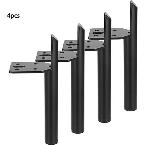 RGE 4pcs Pieds de Meuble en métal Pieds de lit Pieds de Remplacement rehausser Le Meuble pour Armoire,Table,Sofa (Noir Mat, 15CM) (1/5)