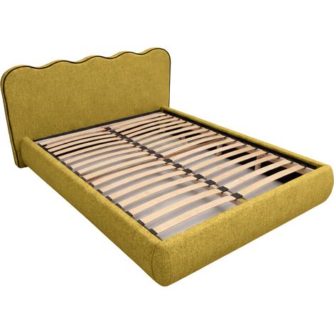 SPELLO - Lit tissu lisse 160x200cm Moutarde (1/5)