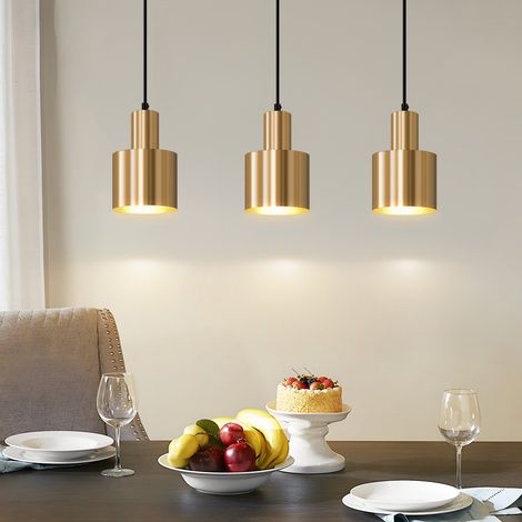 GBLY Pendelleuchte Esstisch Hängelampe Vintage -Pendellampe Esszimmer 3 Flammig Esszimmerlampe Gold Modern Design Metall Esstischlampe E27 Hängeleuchte für Schlafzimmer Küche - Ohne Leuchtmittel