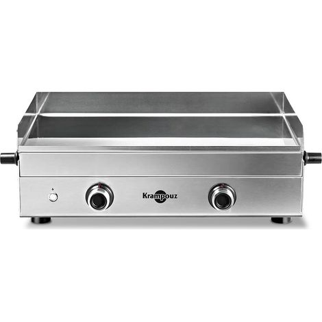 Krampouz – Plancha à gaz 2 feux inox 65 x 39 cm – Puissance 4000W – Montée à 250°C en 8 min – Sécurité thermocouple – Bac à graisses facile à vider (1/5)