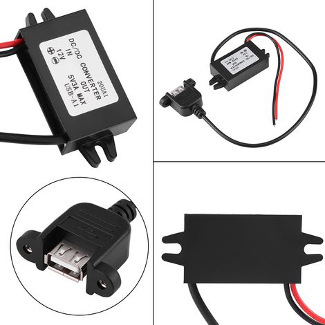 DC-DC 12V auf 5V 3A Abwärtswandler mit weiblichem USB-Anschluss und Ohrschlaufe zur Identifizierung. (1/5)