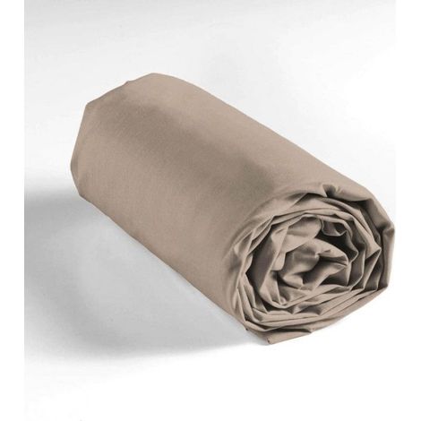 Drap housse - - 90x190 cm - Bonnet 30 cm - 100% coton - Sable (1/5)