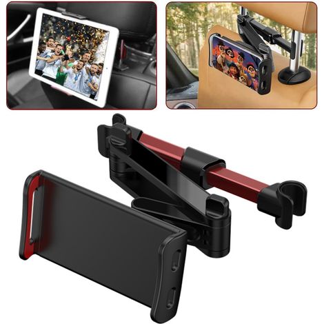 Support de tablette pour voiture, support extensible pour smartphones/Switch/iPad avec appuie-tête, rotation à 360° et fixation réglable pour siège arrière. (1/5)