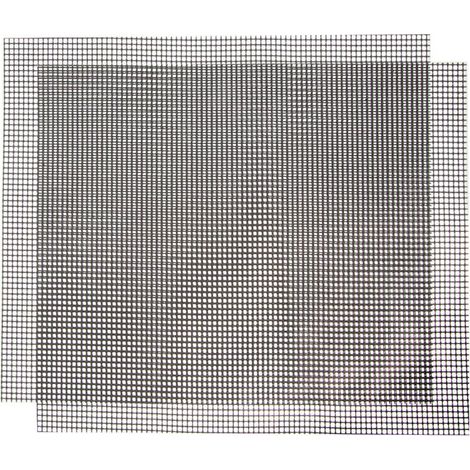 2 Tappetini da barbecue antiaderenti mis. 36x42 cm - Tappetini per grigliare di colore nero riutilizzabili e semplici da pulire (1/5)