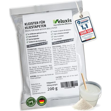 Tapetenkleister Vliestapetenkleister – Kleister Vliestapete, 1 Beutel für 30 m², fleckenfrei & korrigierbar, gebrauchsfertig in 10 Min – Veluxis