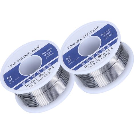 2 bobines de fil à souder de 0,8 mm à âme d'étain et de colophane pour soudure électrique, 100 g (1/5)