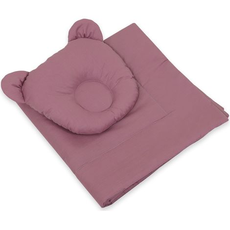 Ropa de cama para bebé con relleno, edredón y almohada con forma de osito de peluche - conjunto de 2 piezas - rosa retro (1/5)