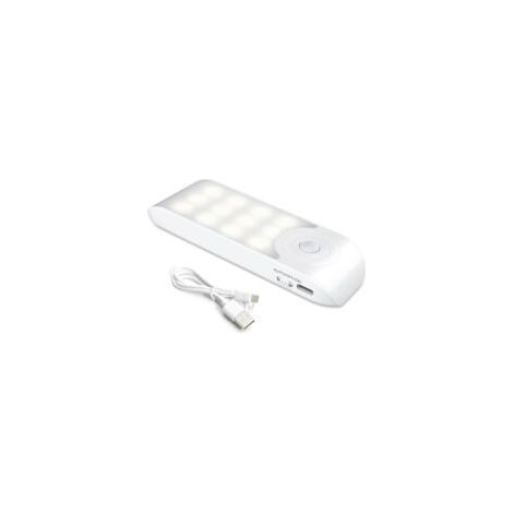 Wiederaufladbares weißes LED-Nachtlicht, automatische LED-Lampe mit Bewegungssensor, tragbare magnetische Wandleuchte, für Kleiderschrank [12 LEDs] [3 Modi] - Crezuo (1/4)