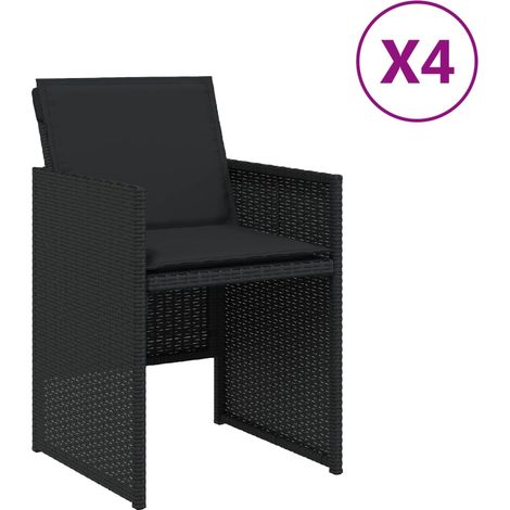 Maison Exclusive - Gartenstühle mit Kissen 4 Stk. Schwarz Poly Ra