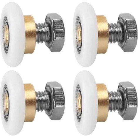 Roulettes pour porte coulissante, lot de 4 roulettes de douche, rails de douche, roulettes pour porte de douche, roulettes coulissantes, roue de rechange pour porte (20 mm) (1/4)
